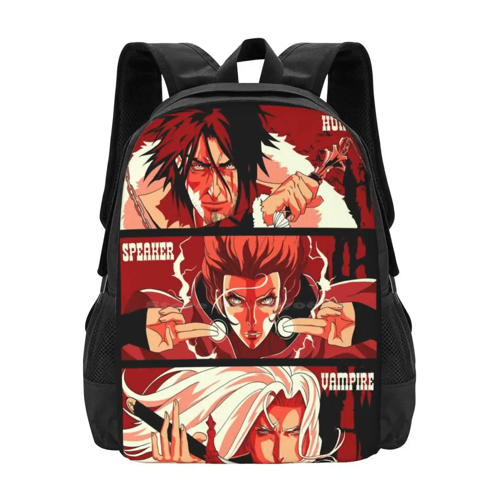 The Hunter , The Speaker And The Vampire New Arrivals Unisex Bags Student Bag Backpack Castlevania Netflix Trevor Belmont