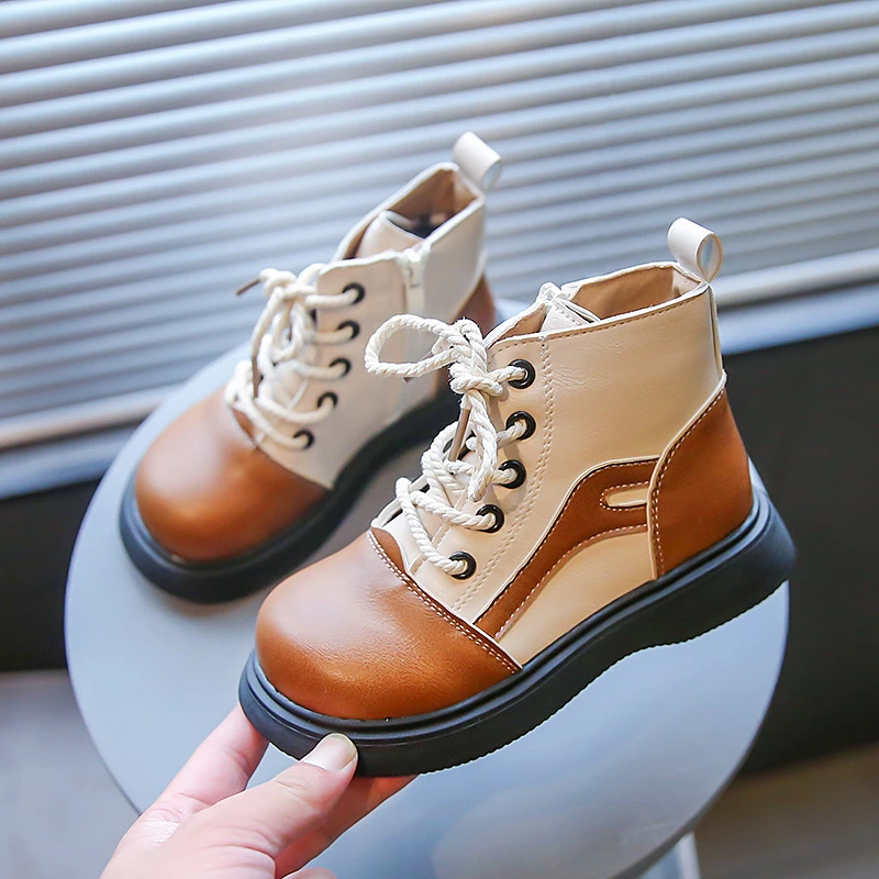 

Children Short Boots Boy Girls Children Shoes PU Leather Vintage Autumn Winter Girls Fashion Boots Free Shipping