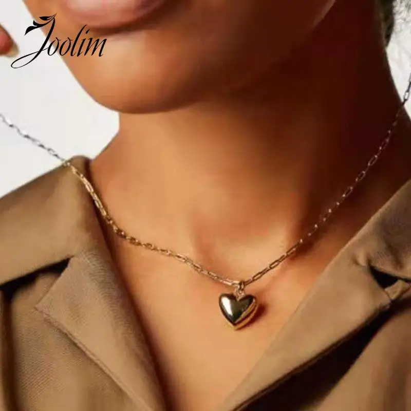 

Joolim Tarnish Free PVD Gold Finish No Fade Fashion Designer Love Heart Pendant Sweater Chain Stainless Steel Necklace for Women