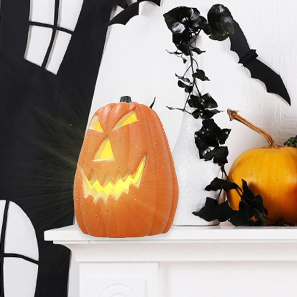 

2 Pcs Crafts Halloween Decorations Statue Pumpkin Prop Small Face Plastic Party