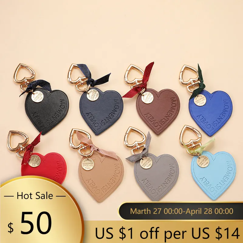 

Ins Korea Love Leather Key Chain Heart-shaped Car Key Ring Chain Men and Women Couple Backpack Bag Pendant Pendant
