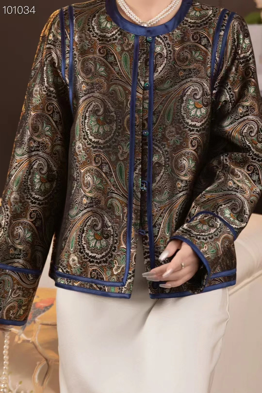 Осенняя новая шелковая куртка с круглым вырезом и хвостом Феникса в стиле ретро