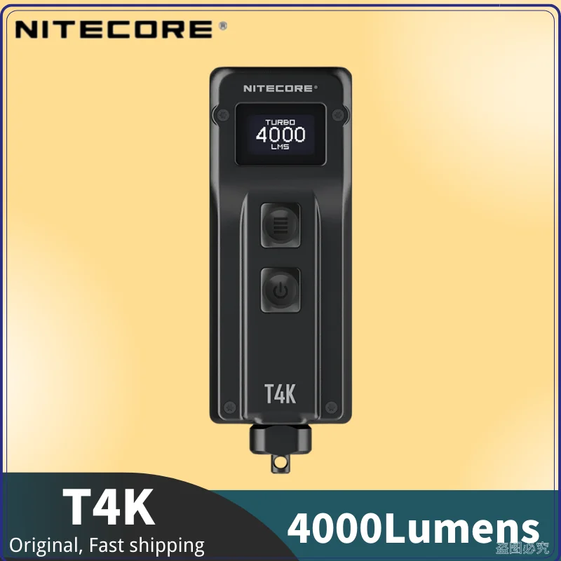 NITECORE T4K Keychain Flashlight 4000 lumens USB-C Rechargeable OLED Dispaly Emergency Edc Key Lamp With Built-in Battery
