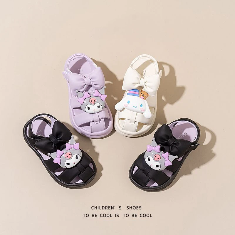 

Sanrio Kuromi Cinnamoroll Cartoon Girls' Sandals Soft Soles Non-slip Shoes Big Children Everything Match Fashion Princess Shoes