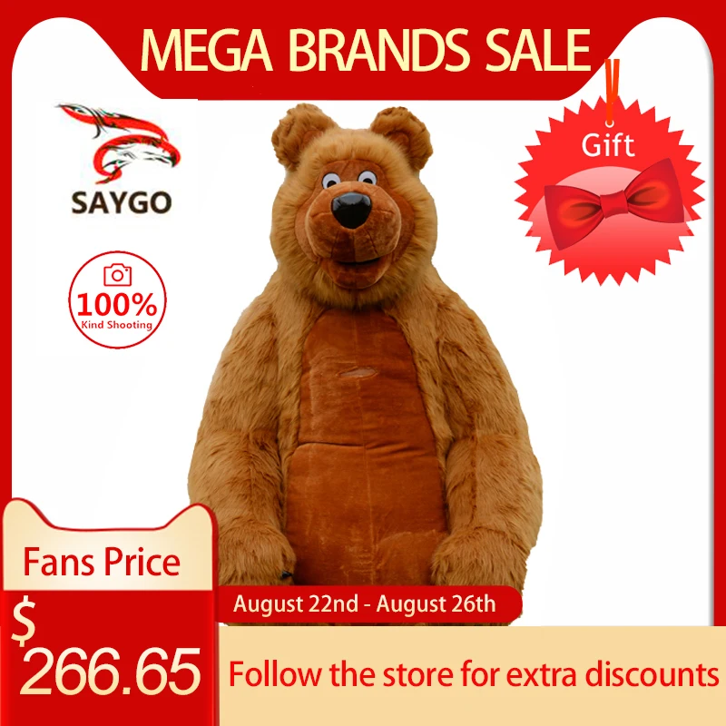 SAYGO Inflatable Cute Furry Plush Bear Mascot Costume Fursuit Family Promotion Halloween Cosplay Party Furry Dress Animal Adult