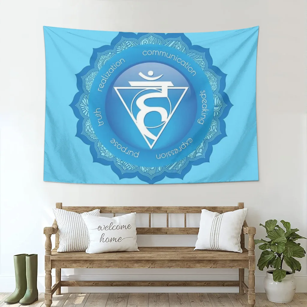 Горло Чакра Мандала-52 BBG Настенный гобелен Украшение стены дома