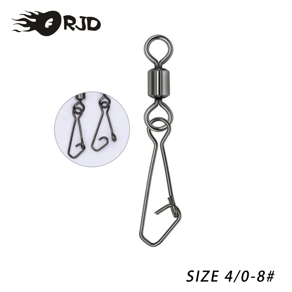 

ORJD 50pcs Fishing Swivel With Pin High Speed Stainless Steel Rolling Swivel Solid Ring Hook Lure Connector Fishing Accessories