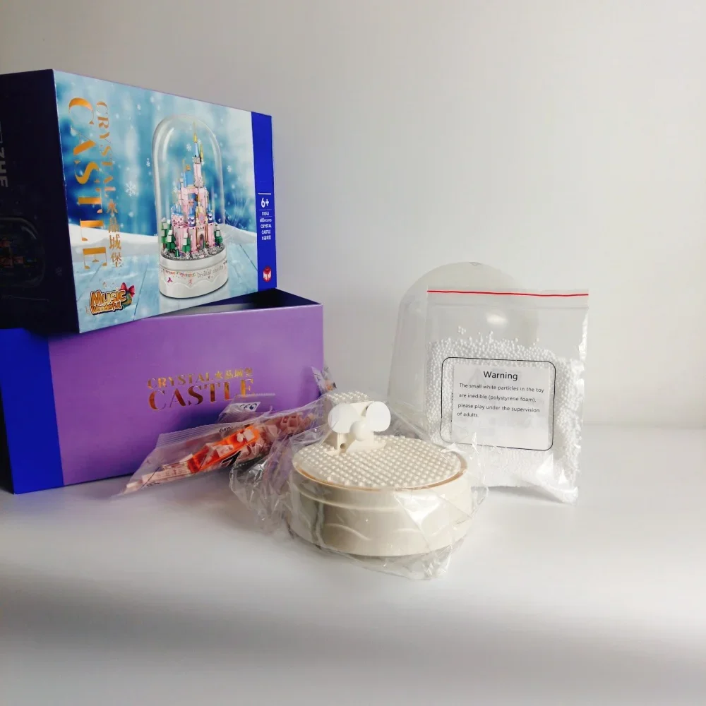 Музыка Снежный Замок Мини-строительные Блоки Игрушки Включает Вентилятор и DIY