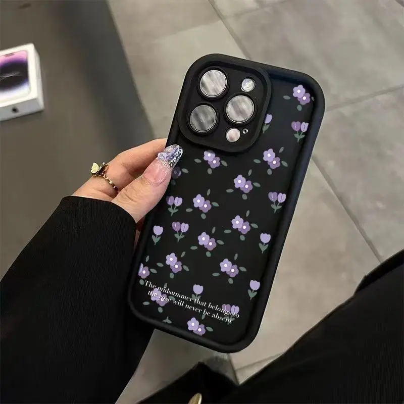 

Чехол для телефона с цветами для iPhone 11, чехол для iPhone 13, 12, 14 Pro, 15 Pro Max, XR, 7, 8 Plus, XS, X, SE 2020, Противоударная подушка безопасности, мягкий прозрачный чехол