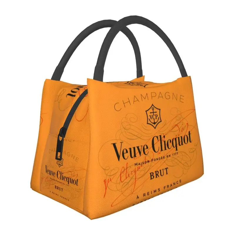 

Custom Clicquot Champagne Lunch Bags Men Women Warm Cooler Insulated Lunch Boxes for Picnic Camping Work Travel