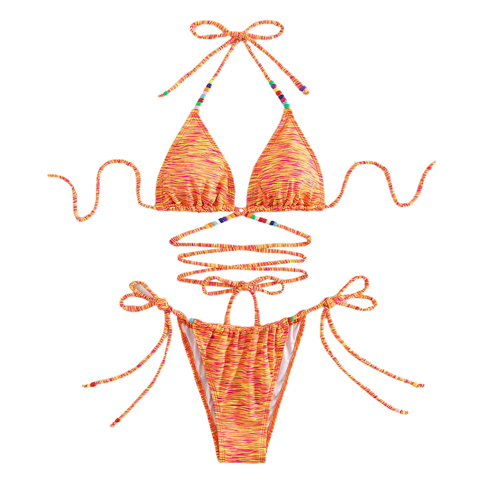 

Женские купальники бикини из 2 предметов с принтом, с завязкой на шее, бюстгальтер с мягкими чашечками, стринги, трусики, пляжный купальный костюм, комплект
