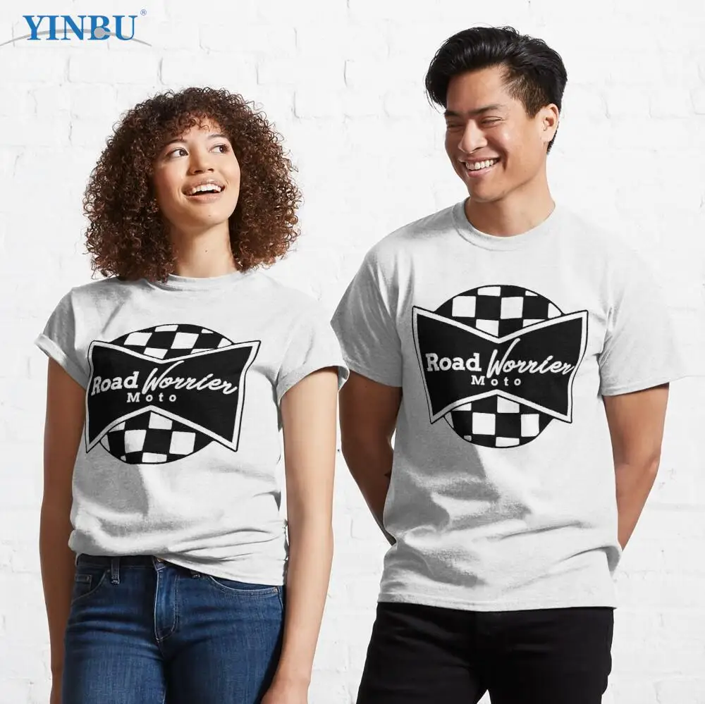 

Road Worrier Moto- Checkered t shirt fashion men clothing 2023 funny shirt