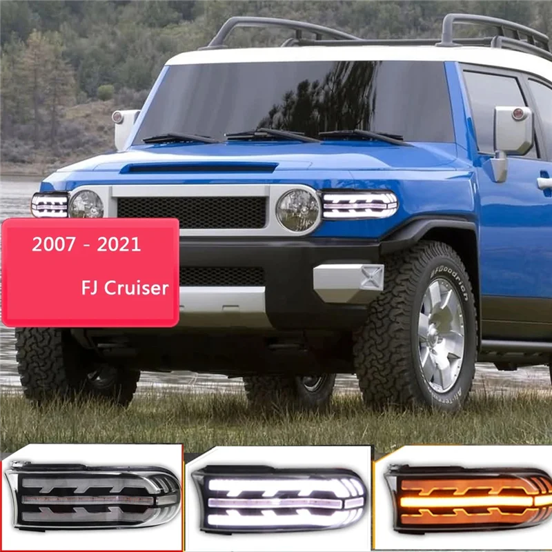 

12V Car Dynamic Turn Signal Function DRL Lamp LED Daytime Running Light for-Toyota FJ Land Cruiser 2007-2022