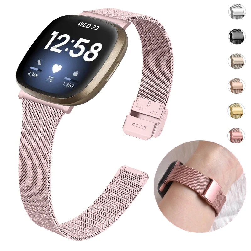 Ремешок для Fitbit Versa 3 4 металлический сменный Браслет Миланская петля подходит