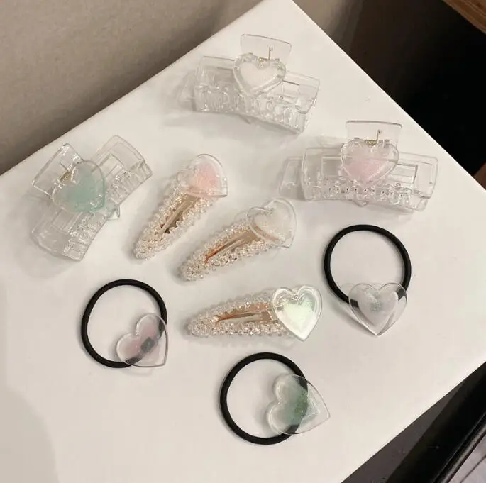 

Simple love clip children's back head plate hair clip girl heart-shaped crystal BB clip hair accessories for women