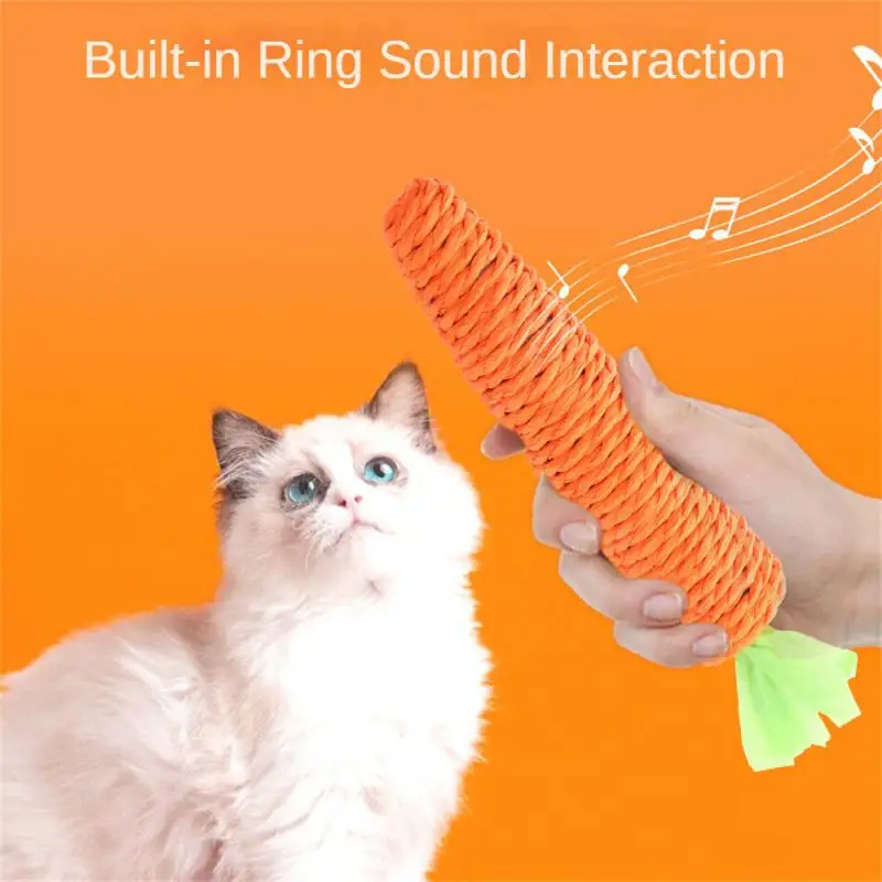 

Cute Carrot Pet Cat Toy Paper Rope Chew Toys Built-in Bell Funny Interactive Small Animals Pet Toys Bite-resistant Molar Pet Toy