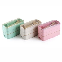 kitchen 900ml bento box lunch box for adults kids3 in 1 compartment containers wheat straw leakproof portable bento box