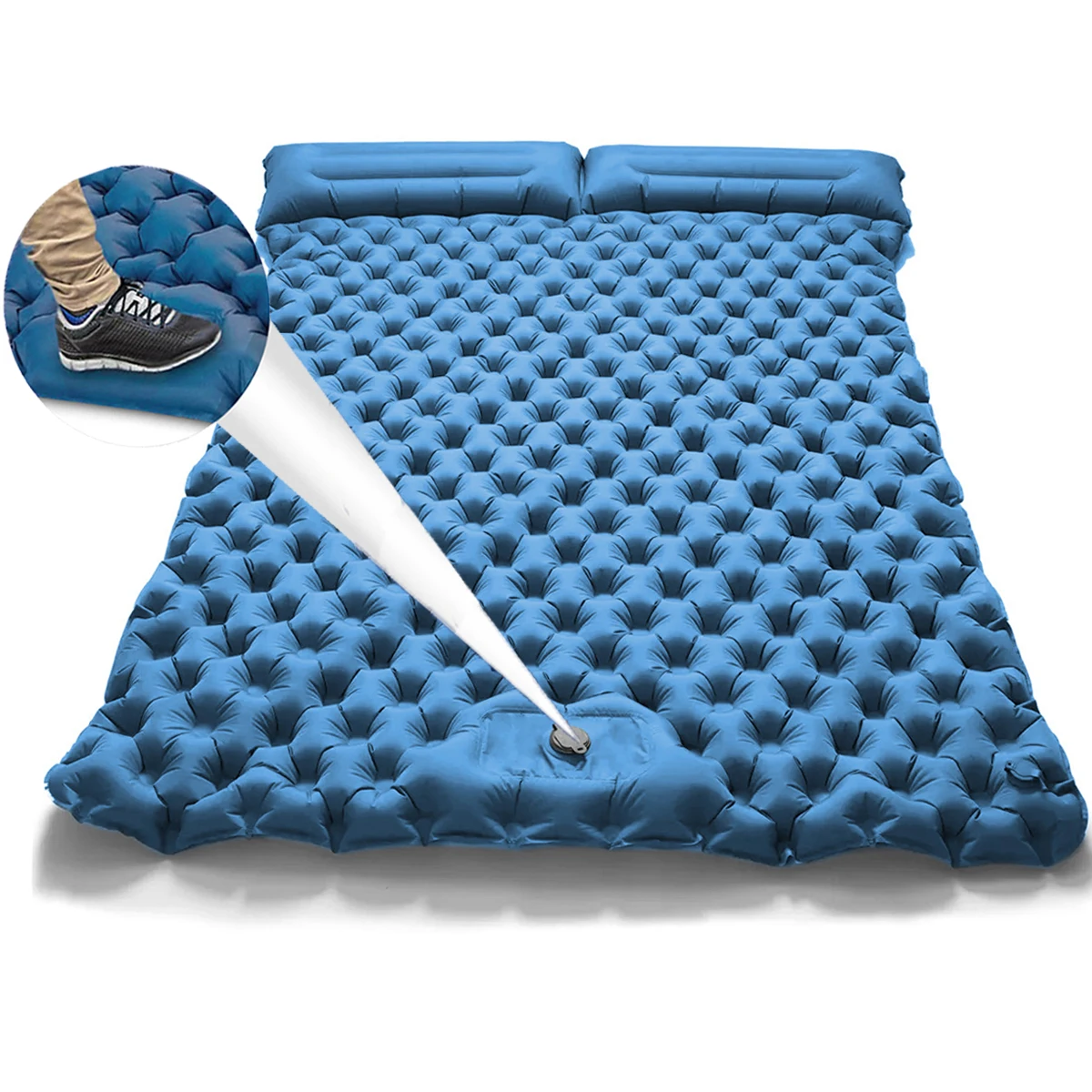 

Camping Inflatable Pad Waterproof Mattress with Pillow Outdoor Double Sleeping Mat Bed Cushion for Travel Hiking