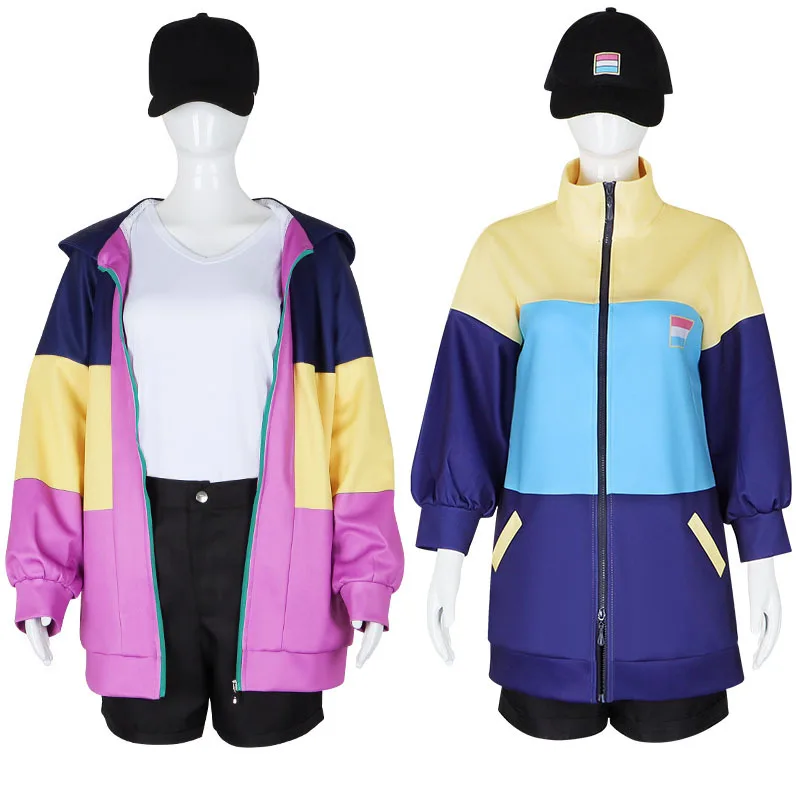 

Anime Paripi Koumei Tsukimi Eiko Cosplay Costume Blonde Wig Hooded Jacket Hat Shirt Girls Uniform Outfit Ya Boy Kongming Women