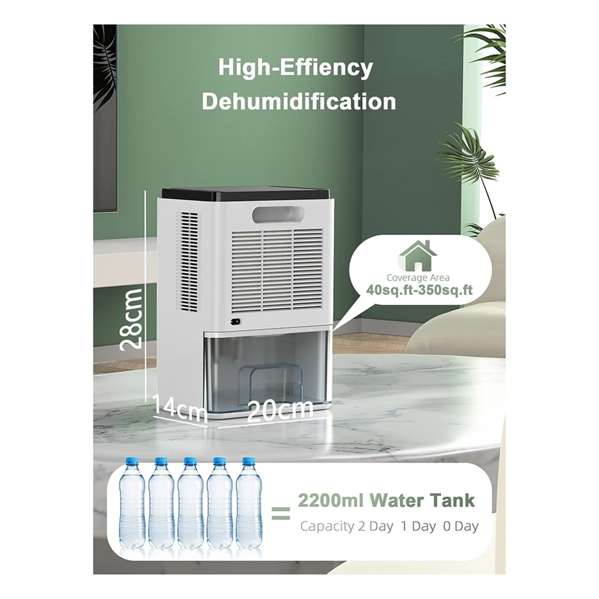 Электрический осушитель воздуха для помещений 2 л внешний с функцией