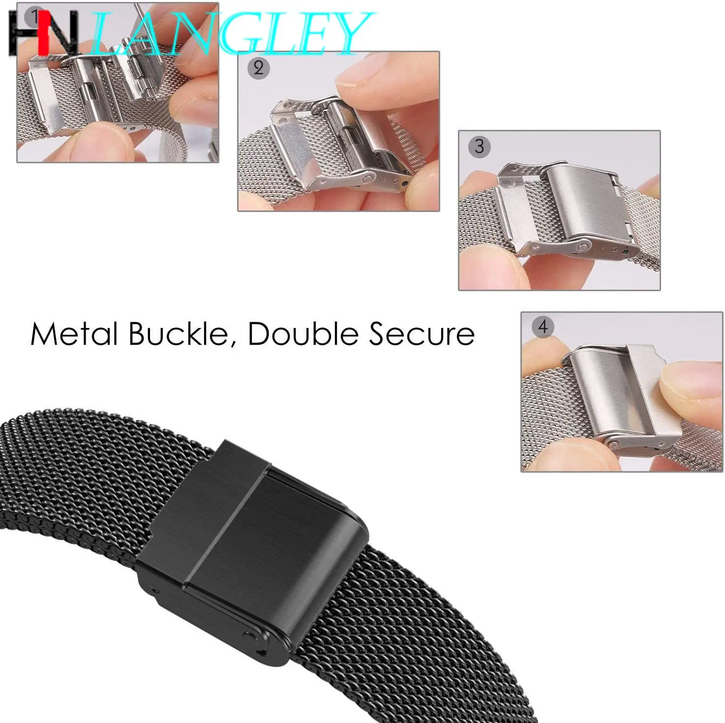 Milanese Loop 18/20/22/ 24mm Watch Band for Samsung Galaxy Watch 42mm 46mm Active 2 40mm 44mm Quick Release Mesh Woven Strap