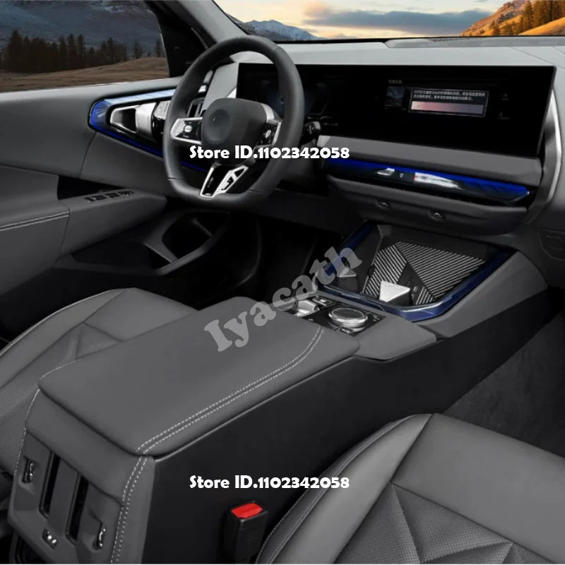 Фото Для BMW X3 G45 2024 2025: силиконовый резиновый черный коврик для передних дверей, оконных переключателей, подстаканников, беспроводной зарядки, заднего подлокотника №5