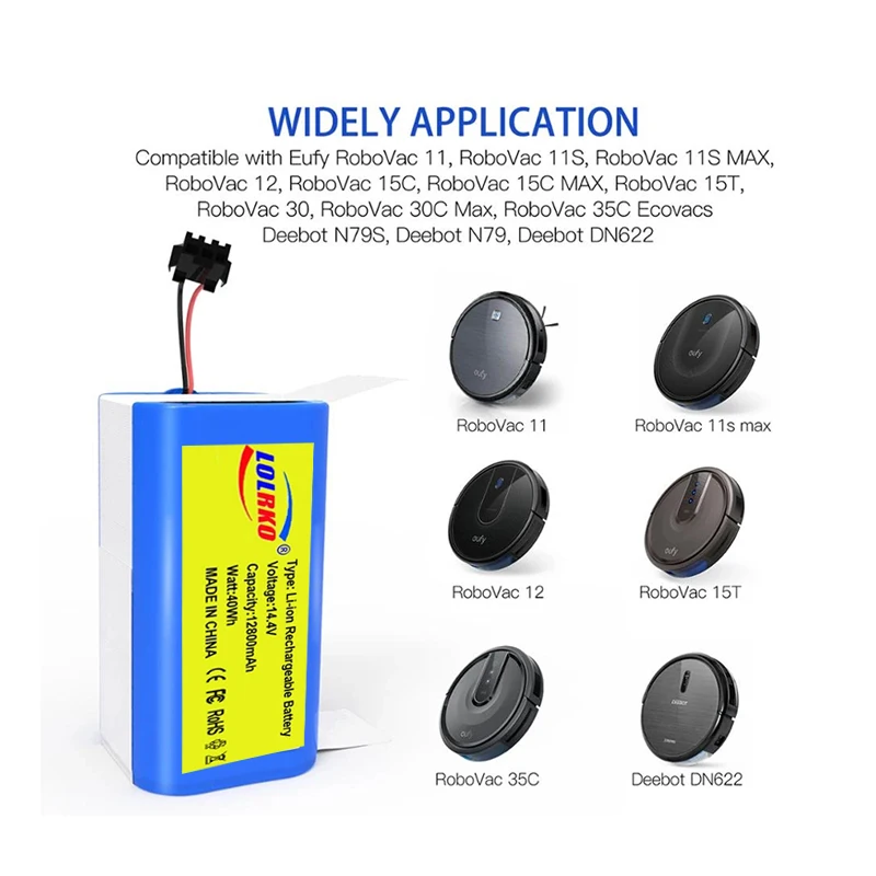 Оригинальная сменная батарея 14.4V 12800mAh для Conga Excellent 990 1090 1790 1990, Deebot N79S N79 DN622, Robovac 11, Tesvor X500 (art.: 3920d8dbe9745) - 3920d8dbe9745