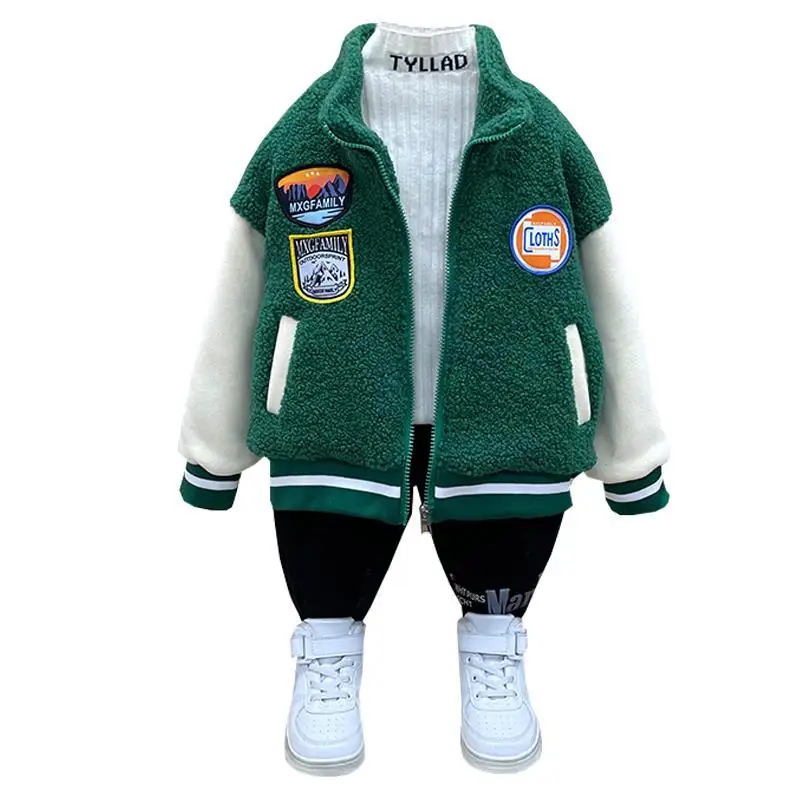 

Boys Teddy Fur Coat Plus Velvet Jackets 2022 New Autumn Winter Children's Korean Faux Lamb Fur Outerwear Children Clothing Boys