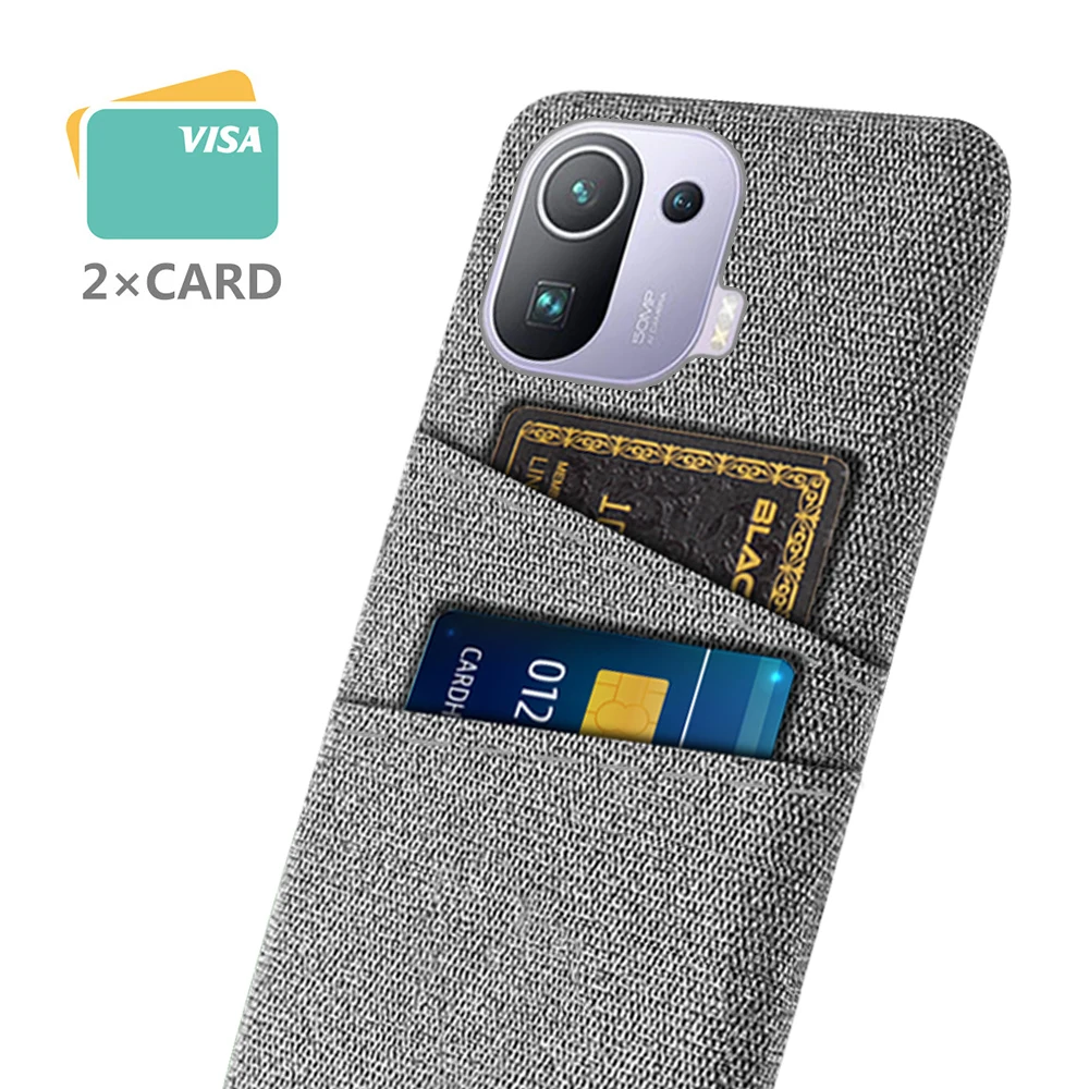 

For Xiaomi Mi 11 Pro Case Luxury Fabric Dual Card Phone Cover for Xiaomi Mi 11 Pro 11i 11X Mi11 Lite Back Coque Funda MI11 11Pro