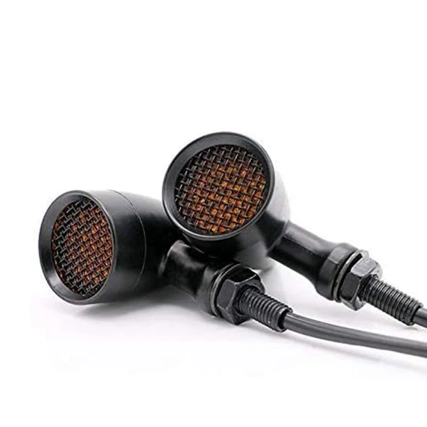 

Motorcycle Grid Retro Turn Signal Light Indicators LED Brake Light Universal for Cruise Prince 4Pcs,Black