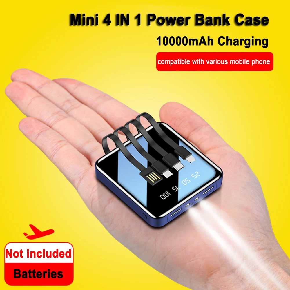 

3*18650 Power Bank Case Battery 5W Charging PowerBank Box with USB Type C Output LED 4 IN 1 Not Battery For Xiaomi