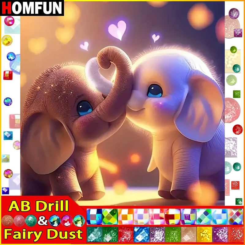 HOMFUN сказочная пыль AB полная алмазная живопись &quotСлон&quot полимерная вышивка 5D Diy