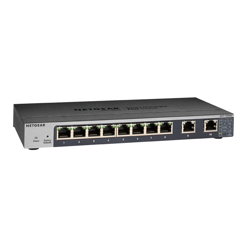 NETGEAR GS110EMX Switch 10 Gigabit/Multi-Gigabit Plus 8 Port Gigabit ports with 2 Port Multi-Gig ports, VLAN, QoS, LAG & IGMP