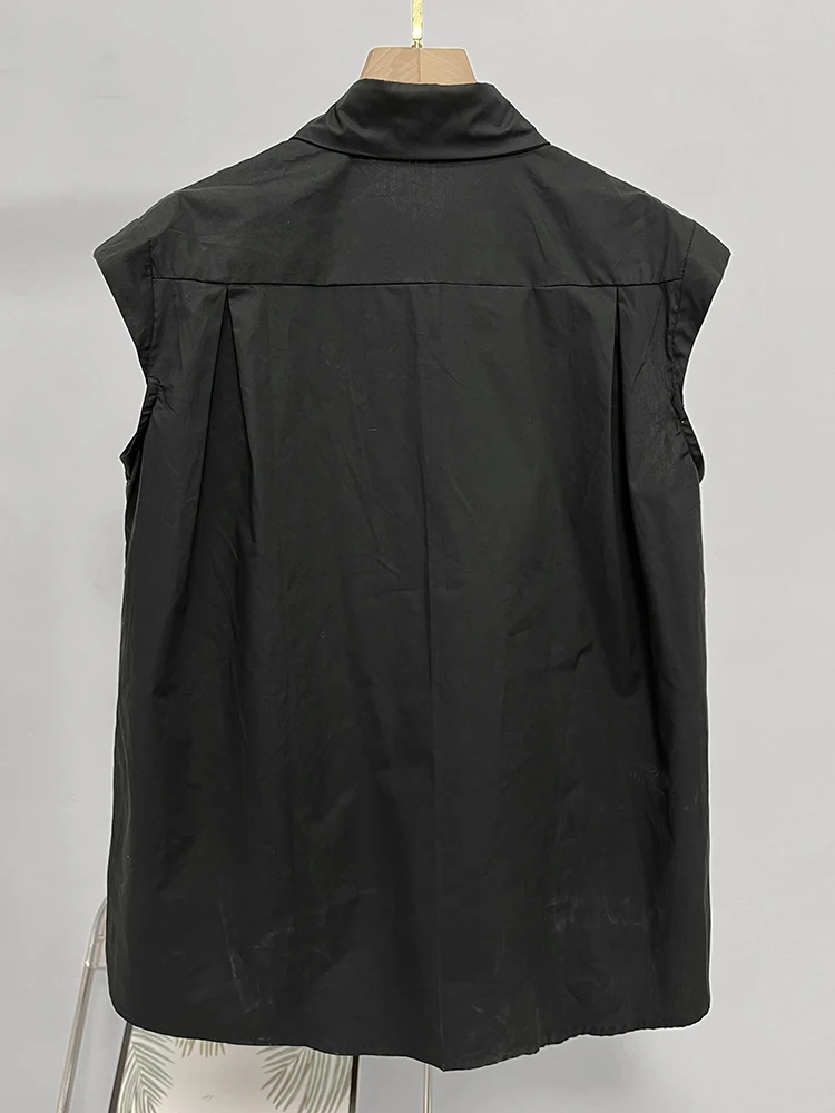 SISPELL Лоскутные однобортные рубашки для женщин с лацканами без рукавов