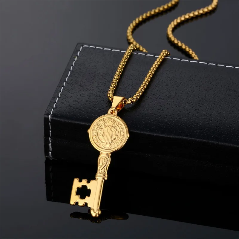 

Stainless Steel Virgin Mary Key Pendant Necklaces Holy Mother of God Religious Pattern Choker Chain Women Jewelry Collier Gift
