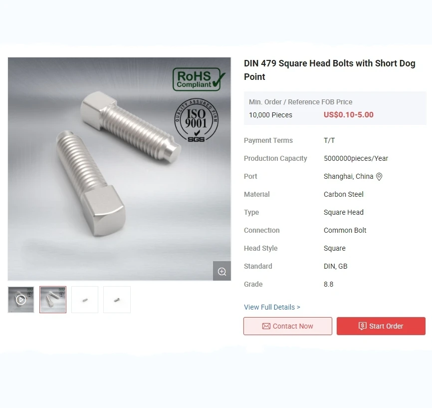 Болты с квадратной головкой DIN 479 короткой собакой цена FOB 0 10-5 00 долларов США/шт.