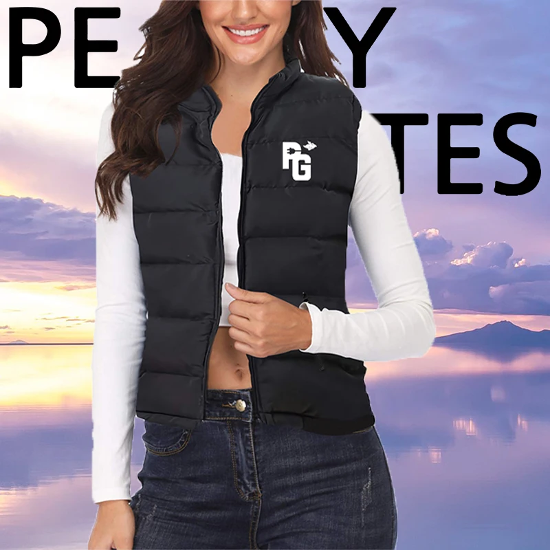 

Осень-зима 2022, пуховой жилет с воротником-стойкой, модная женская куртка без рукавов с жемчужным рисунком, жилет, Женский безразмерный жилет...