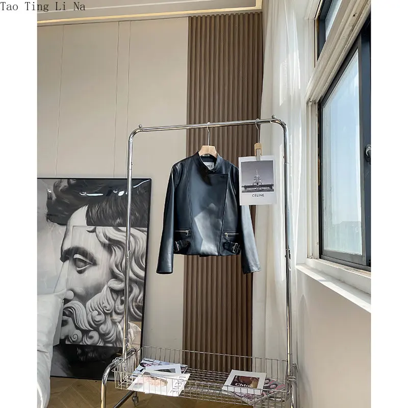 2023 Women New Spring Loose Casual Genuine Sheep Leather Jacket Real Sheepskin Leather Coat W16