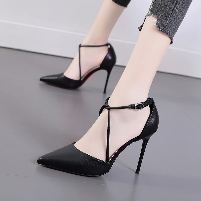 

Four Seasons Women's Suede High Heels 9cm 2023 New Pointed Stiletto Fashion Sexy Black Wedding Shoes Nude Bridal Shoes