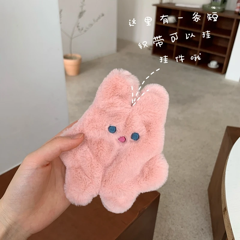 Soft Plush Rabbit Card Keys Wallet for Children Gifts Zipper Lipstick Earphone Storage Bags Mini Cute Coin Money Bags
