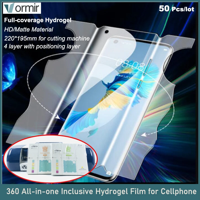 Vormir 50PCsFull Wrap Hydrogel 360 Cover Screen Protector for iPhone Skins Cutting Machine Back Glass Film for Folding Screen