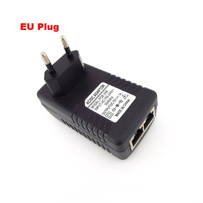 AC 220V DC 12V 2A 48V 0.5A 15v 24v 24W POE Блок питания Адаптер инжектора вилка через Ethernet