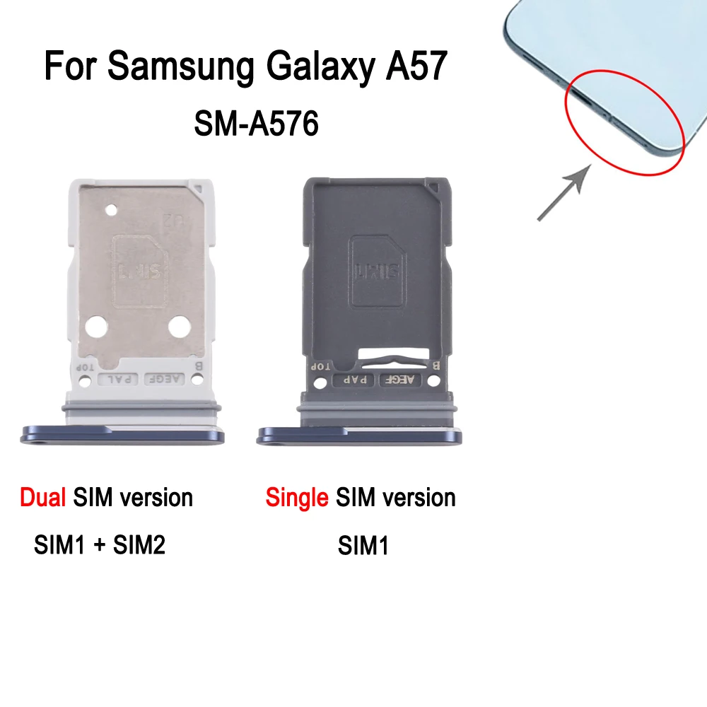 Фото Лоток для SIM-карты для Samsung Galaxy A57 5G SM-A576, версия с одной SIM-картой / версия с двумя SIM-картами, запасная часть для замены лотка для SIM-карты №1