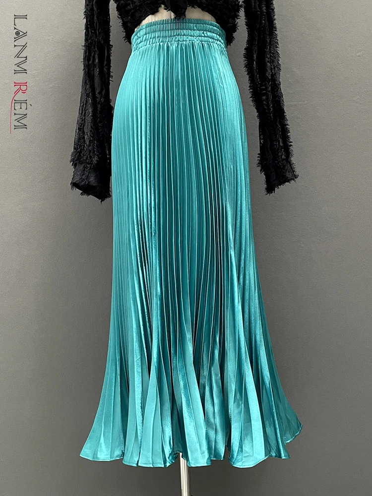 

Женская юбка со складками LANMREM, Однотонная юбка с высокой эластичной талией, повседневная женская одежда, новинка 2023, 2YA1119