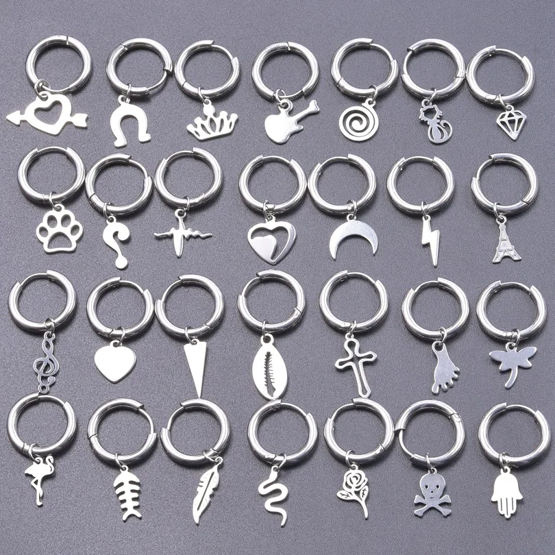 

Серьги-кольца SOHOT из нержавеющей стали и титана в виде рыбьего сердца