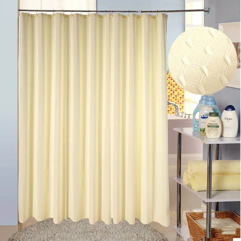 

High Quality Shower Curtains Beige Jacquard Weave Thickened Waterproof Shower Curtains Polyester Fabric Shower Curtain Bathroom
