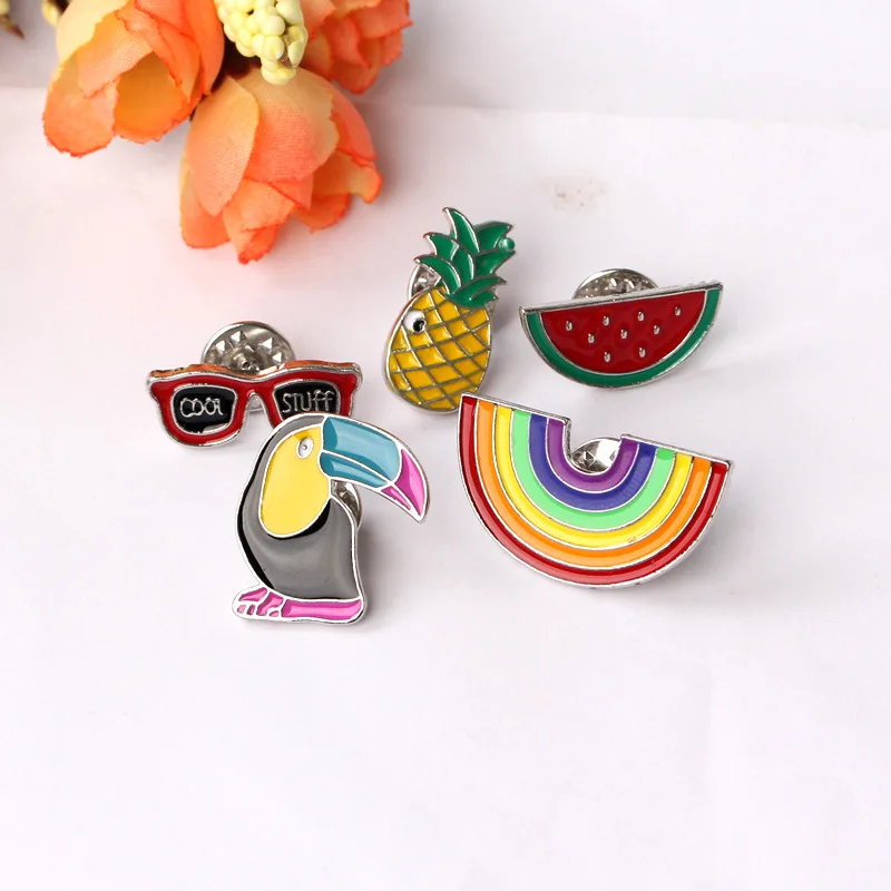 

Fashion Cartoon Oil Drop Lapel Fun Rainbow Fruit Brooch Badge Pin Bag Gift Men and Women Personality Cloth