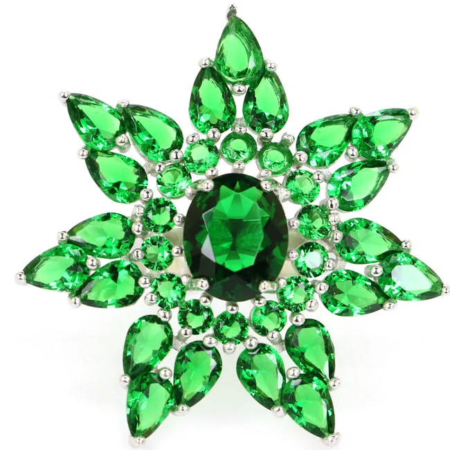 Кольца из серебра 8 1 пробы с зеленым аметистом изумрудом 37x37 мм