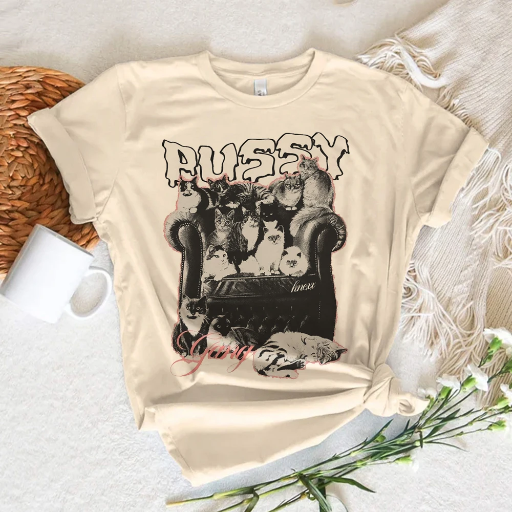 Милая футболка с котенком кошкой женская японской графикой манга забавная