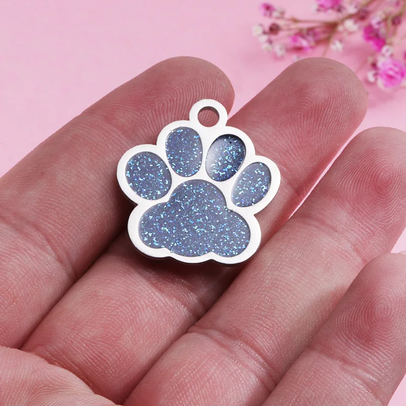 

Dog Paw Charms Mirror Polish Stainless Steel Pet Paw Charms For DIY Making Necklace Keychain Pet Jewelry Wholesale 20PCS